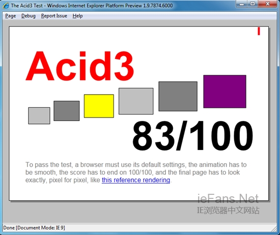 IE9 Web标准的Acid3测试